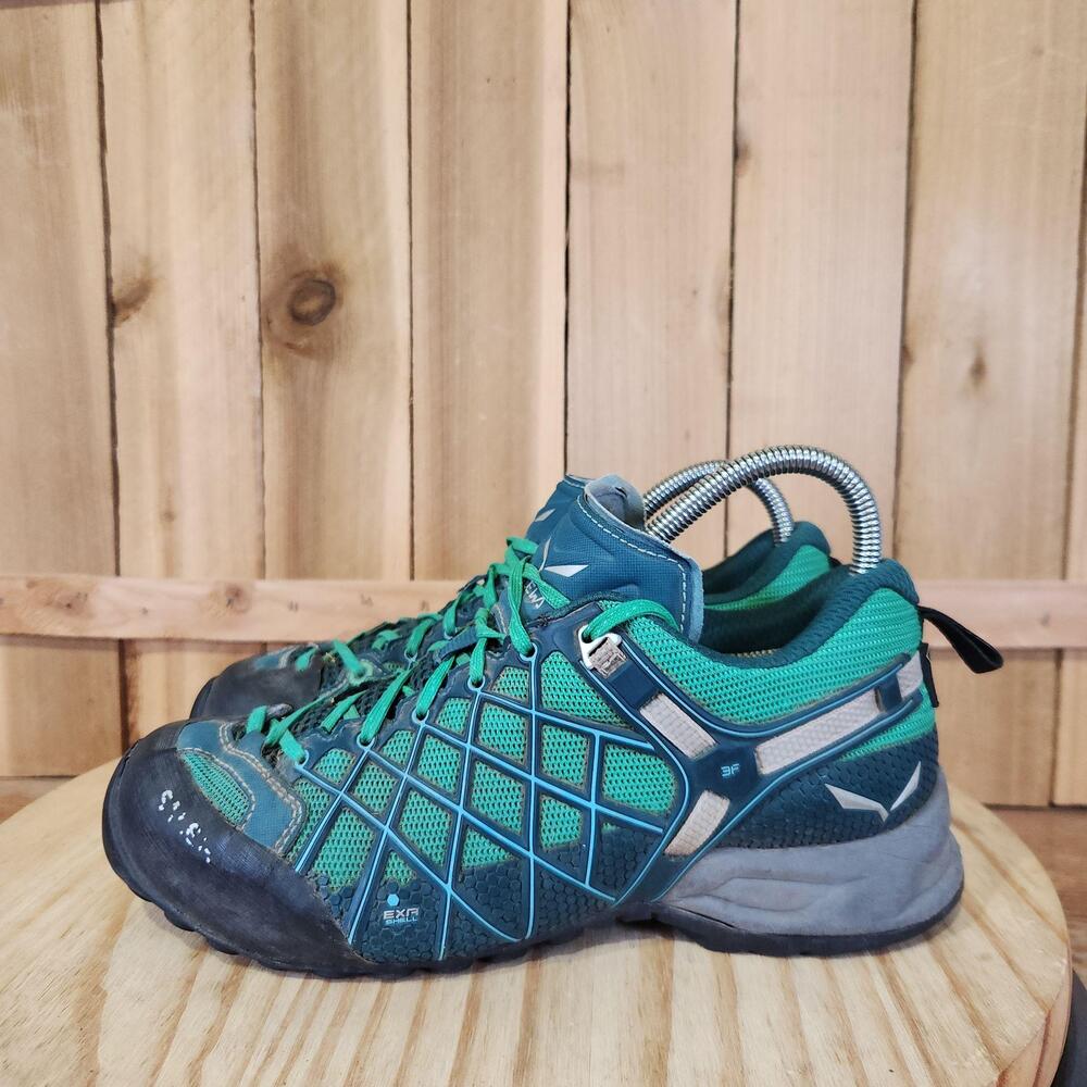 Salewa Wildfire S GTX Shoes Womens 7 Green Gore-Tex Vibram Hiking Sneakers